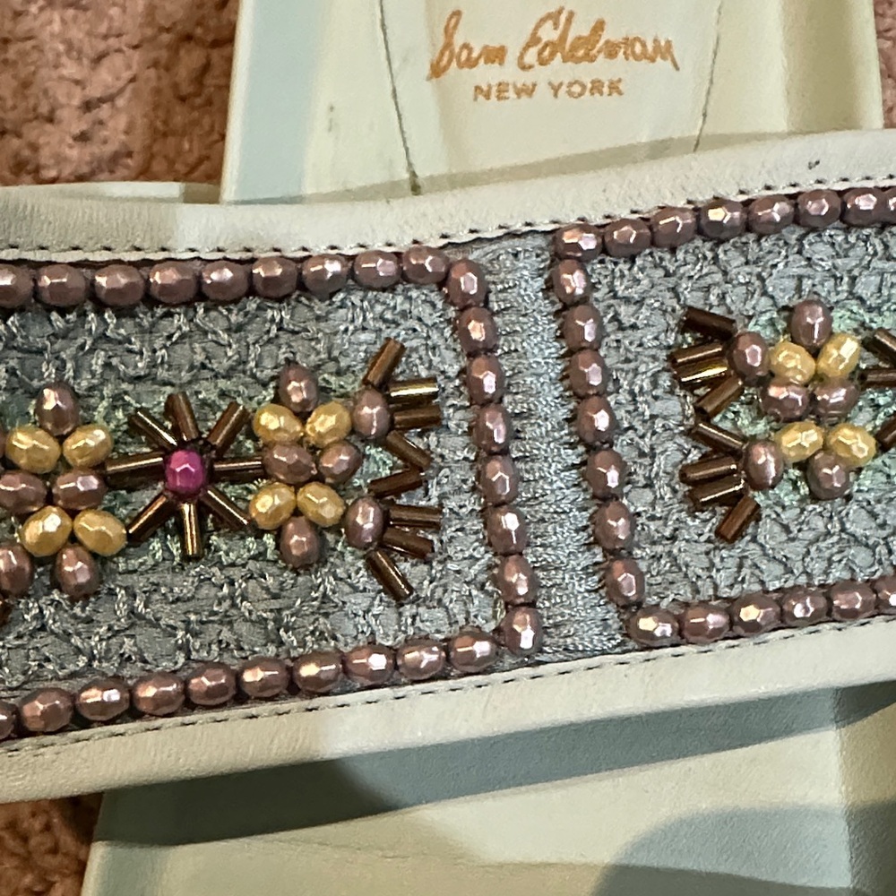 Sam Edelman Turquoise Beaded Slide Sandals - Picture 3 of 5